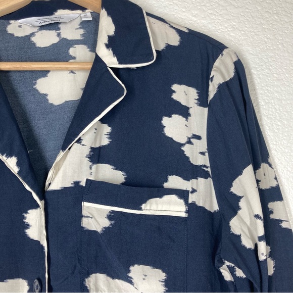 & Other Stories Womens Long sleeve top 6 Navy White Button Down - Picture 8 of 15